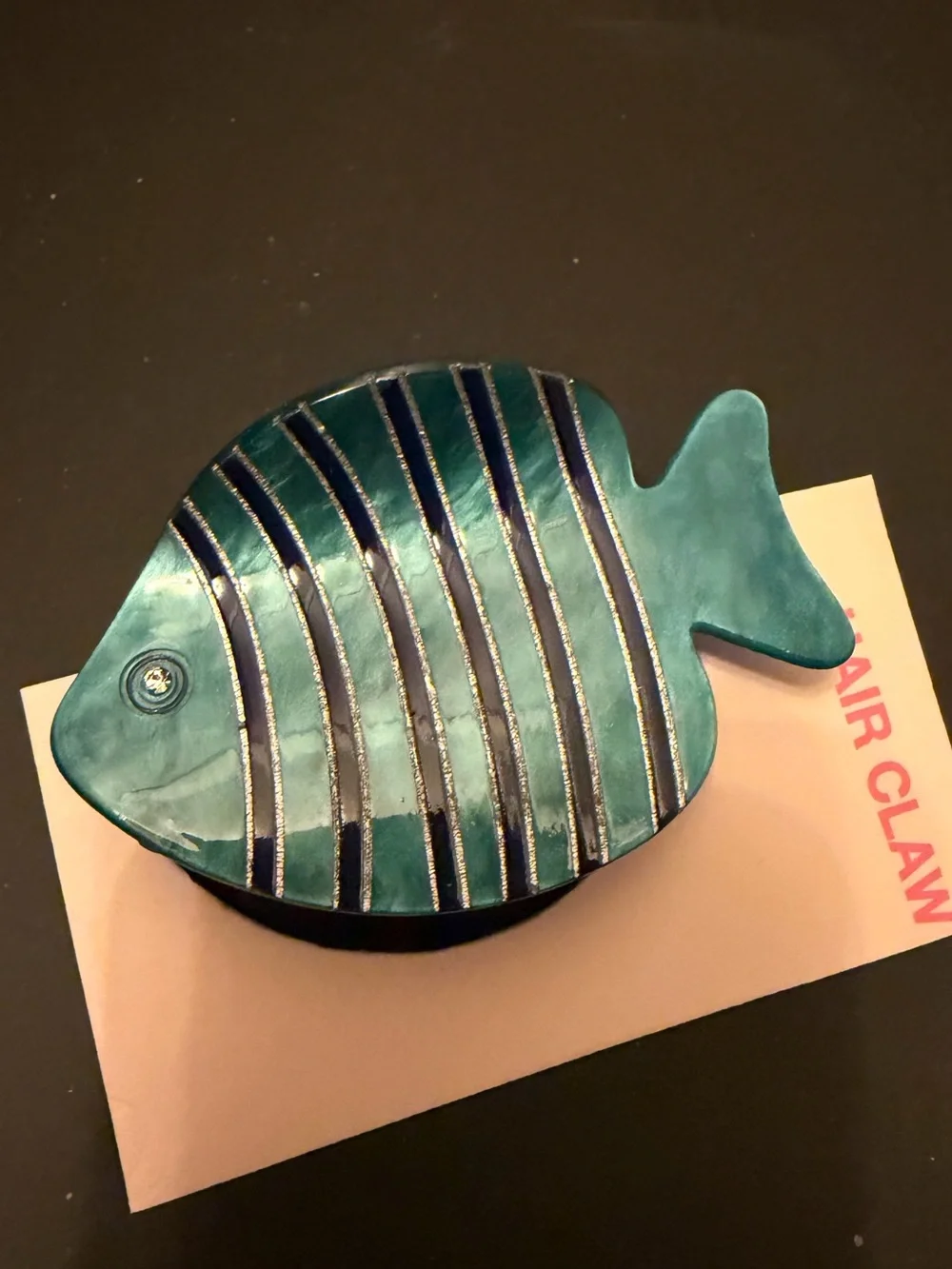 Fish hair clips with fish - Teal and mini hair clips